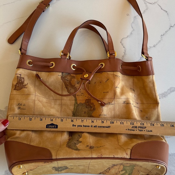 Vintage Alviero Martini bag new w/ tag attached map leather made in Italy $392 - Picture 16 of 17